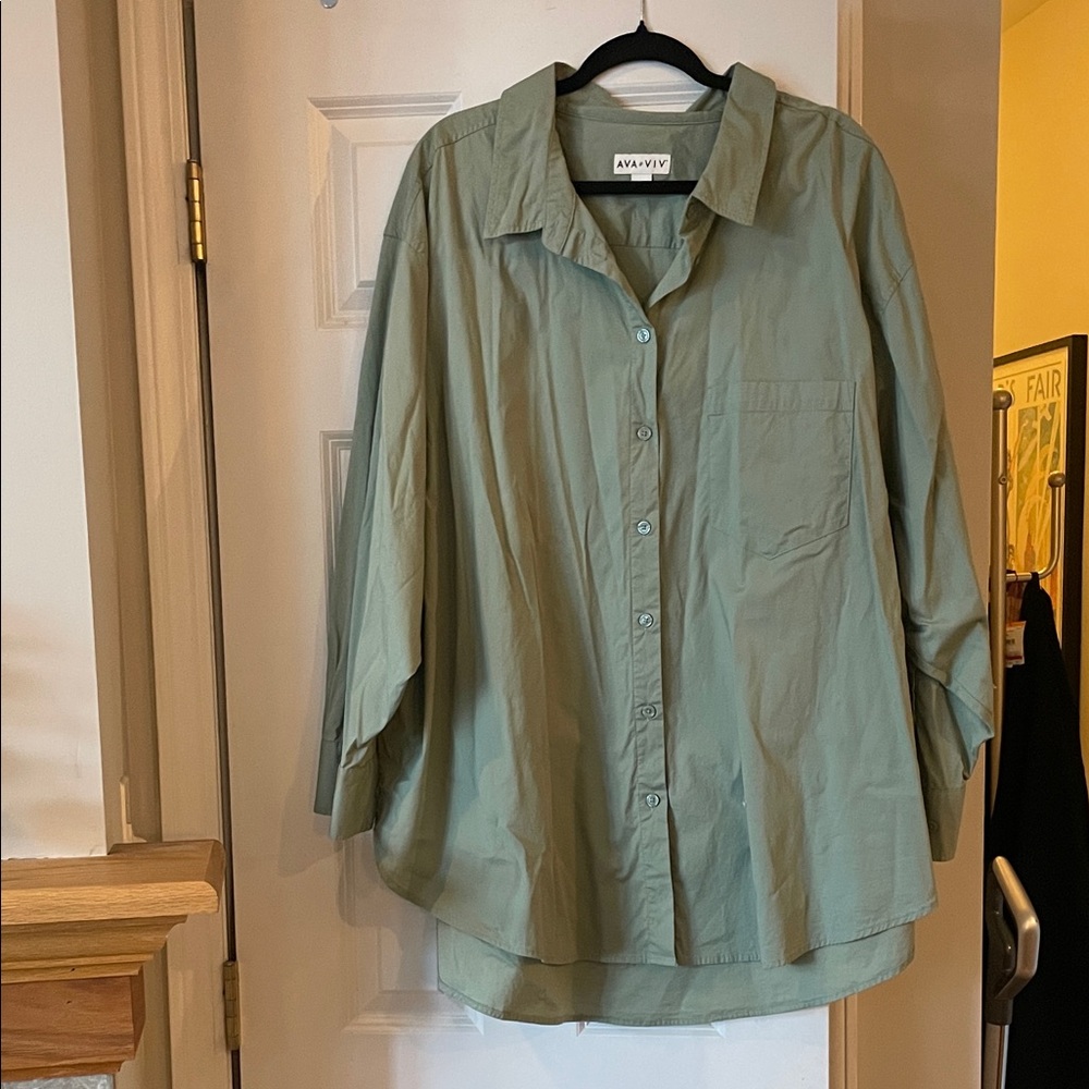 Ava & Viv Light Sage Green Relaxed Button-Down Shirt